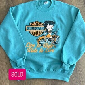 *SOLD on Depop* Harley Davidson Betty Boop Crewneck